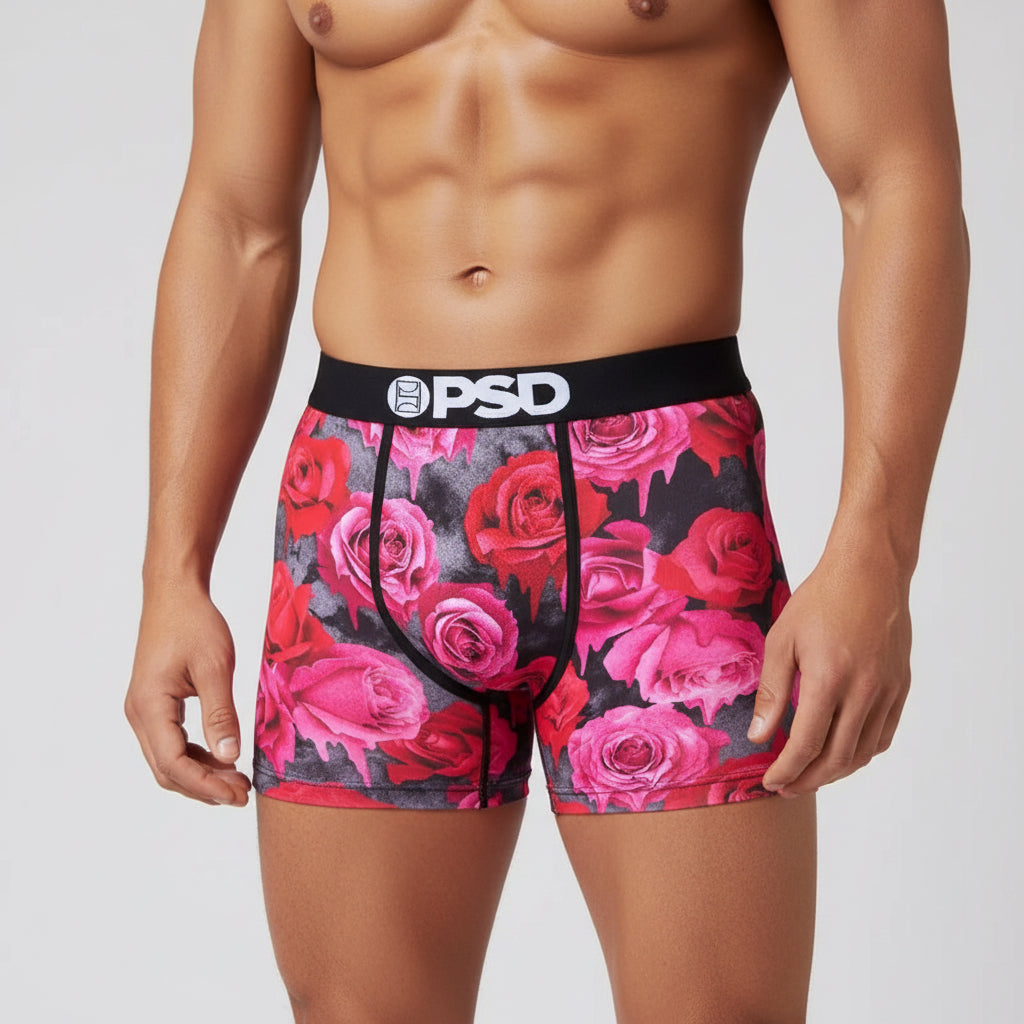 Floral Pink Roses - Boxer Briefs